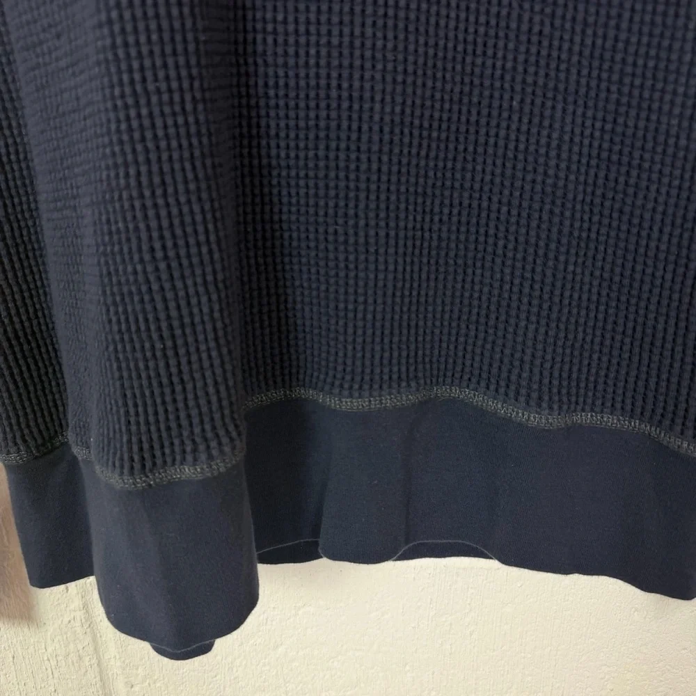 Banana Republic Heritage Collection Henley Waffle Hoodie Blue Y2K Preppy Retro L